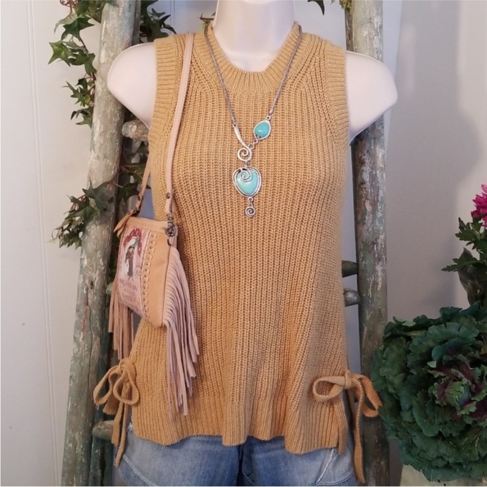 Ann Taylor LOFT Knit Cotton Sweater Swing Sleeveless Top Size S